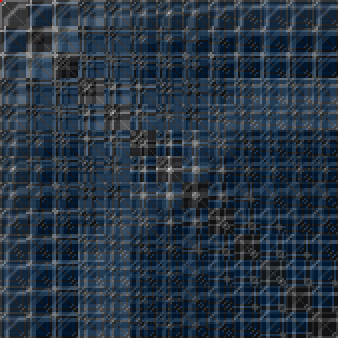 A more intricate moving grid pattern, with a more subtle blue tint, which has things moving both down-and-to-the-right and up-and-to-the-left, which becomes bright for one frame.