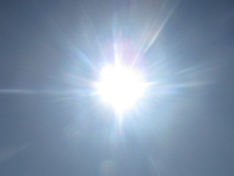 [A picture of the sun: it's a white ball with white rays coming out of it, and the outline of the ball isn't very sharp or visible.]