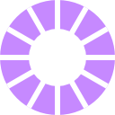 A lavender circle with a smaller white circle in the middle, and white lines going from the edge of the white circle to the edge of the lavender circle.